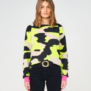 Brodie Cashmere Cool Camo Crewneck Sweater - Charcoal Sz M